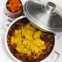 Dill Rice with Chicken and Cream with Okra Achar